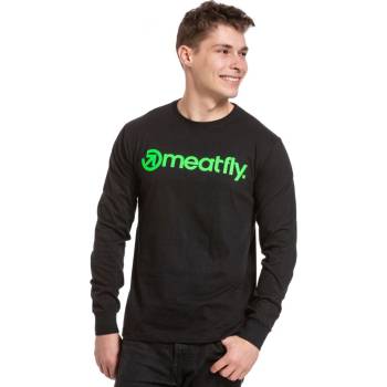 Meatfly pánské tričko s dlouhým rukávem Troy Green Neon/Black černá