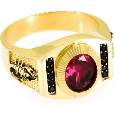 sZlato.cz 3490 Zlatý prsten s červeným a černými zirkony