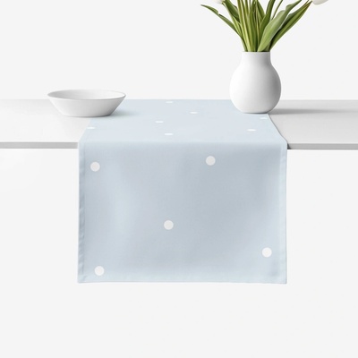 Goldea behúň 100% bavlnené plátno bodky na nebesky modrom 50x120 cm