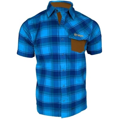 Haven Agness pánská košile krátký rukáv slim fit modrá