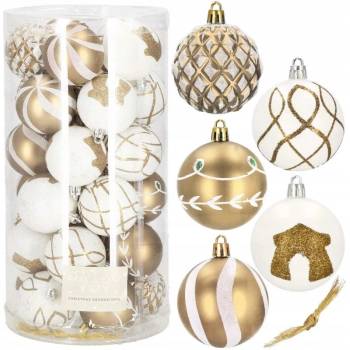 SPRINGOS Vianočné banky zlato-biele mix 6cm sada 30ks