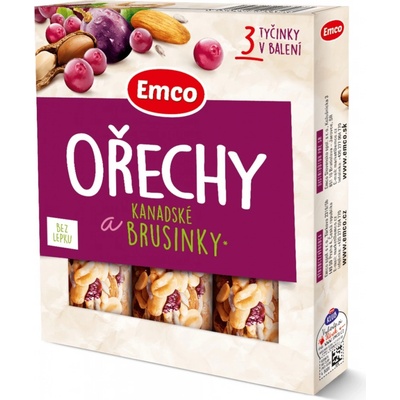 Emco Tyčinka Ořechy a brusinka 3x35 g