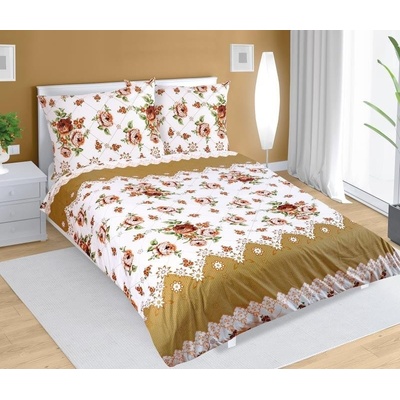 Bellatex bavlna obliečky 90/308 hnedá ruže 140x200 70x90