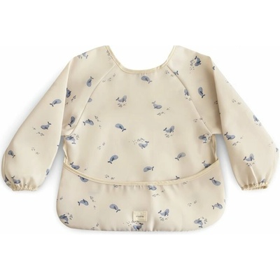 Mushie Long Sleeve Bib podbradníček Whales