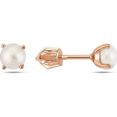 Lillian Vassago Zlaté náušnice na šroubek zdobené perlou LLV98-GER171Š růžová