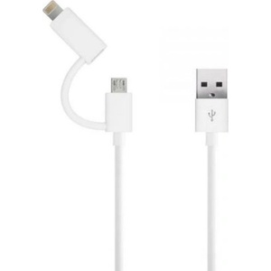 Just Wireless Кабел за Apple Lightning и устройства с MicroUSB - Just Wireless 2in1 Micro USB & Lightning Charge & Sync Cable (бял) (4008)