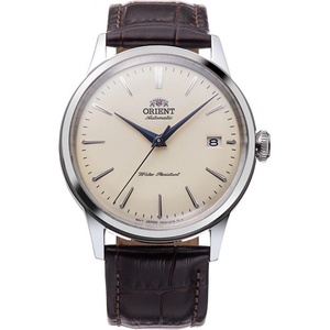 Orient Часовник Orient RA-AC0M04Y - Класически, Унисекс, Автоматичен, Бежов циферблат, Кожа, Прозрачен гръб, Куполообразно стъкло Часовници