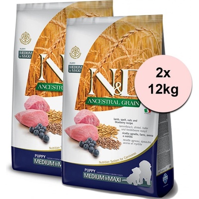 N&D dog LG Adult Medium&maxi lamb spelt oats and blueberry 2 x 12 kg