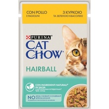 CAT CHOW Hairball s kuracím mäsom a zelenými fazuľkami v omáčke 85 g