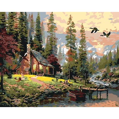 zuty malování podle čísel Nový srub 100 x 80 cm bez rámu a bez vypnutí plátna