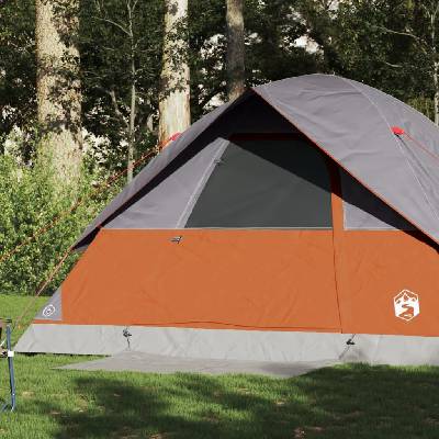 vidaXL Семейна куполна палатка, 6-местна, сиво-оранжева, водоустойчива (94705)