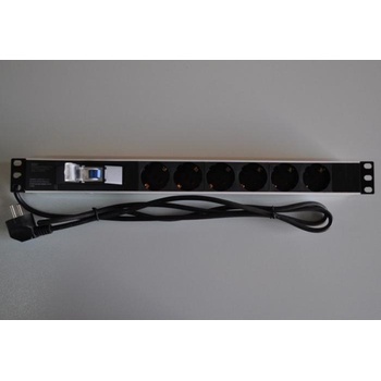 ZPAS Разклонител за монтаж в шкаф 6 гнезда шуко + 1х16А прекъсвач, 1u (ms-pdu-6-cb)