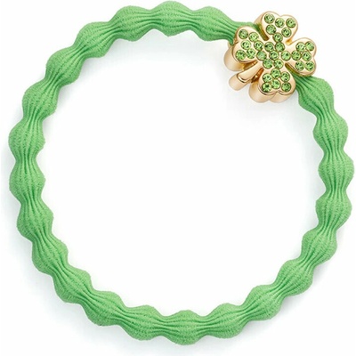 By Eloise London Gold Diamanté Clover Leaf Apple Green