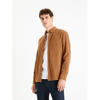 Celio Кафява мъжка велурена риза Celio Faduroy Celio | Kafyav | МЪЖЕ | S