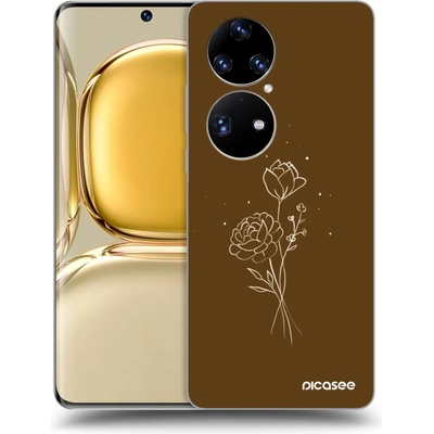 Púzdro Picasee silikónové Huawei P50 - Brown flowers čiré