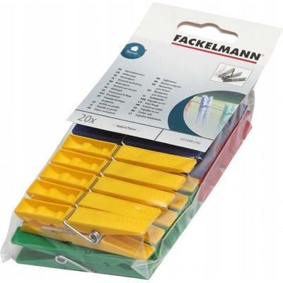 Fackelmann Щипки за пране Fackelmann 521490, 20 бр, Пластмаса, 4 цвята. Многоцвeтен (521490)