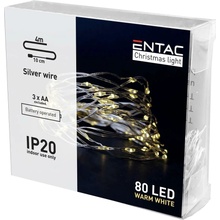 Entac reťaz drôtený 80 LED WW 4m 3xAA IP20