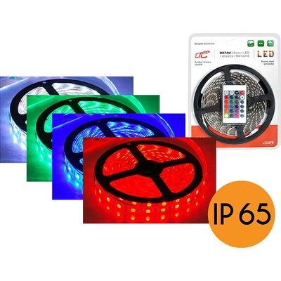 PS Set: RGB IP65 LED řetězec 300 SMD5050 LED 5m + driver + zdroj.