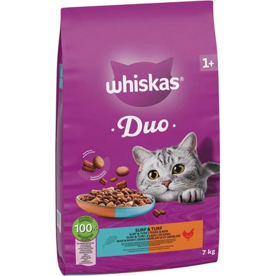 Whiskas 1+ Duo Surf & Turf tuniak a kuracie 3 x 1,9 kg