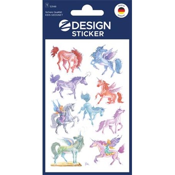 Avery zweckform Стикер, хартия, 1 лист, 76x120 mm, AVERY ZWECKFORM, "Z-Design No. 53148", еднорози (53148)