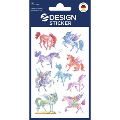 Avery zweckform Стикер, хартия, 1 лист, 76x120 mm, AVERY ZWECKFORM, "Z-Design No. 53148", еднорози (53148)