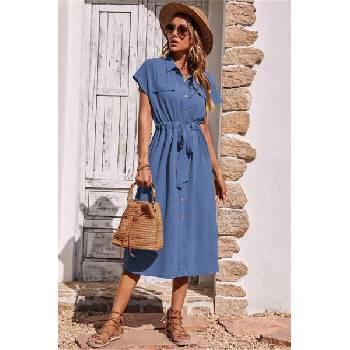 Madmext Дамска рокля с копчета mg1743 - Синя #394798 (394798_Светло син)