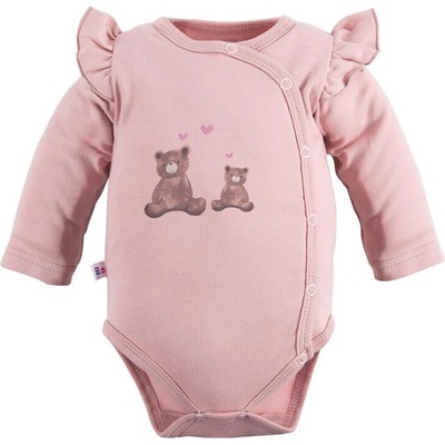 Eevi Body rozopínacie s dlhým rukávom Hearts&Bears ružové