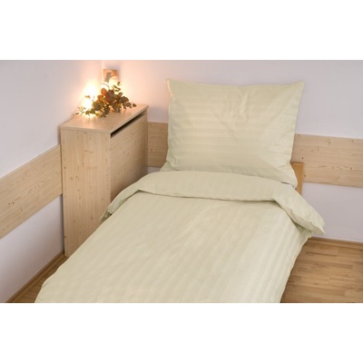 Kvalitex Hotelové obliečky atlas grádl 2 prúžok 140x200 70x90 smotanové Hotelový uzáver