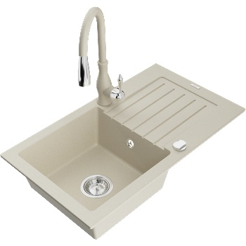 Mexen Pablo гранитна мивка с 1 отделение със смесител Savita, бежов - 6510-69-672601-69 (6510-69-672601-69)