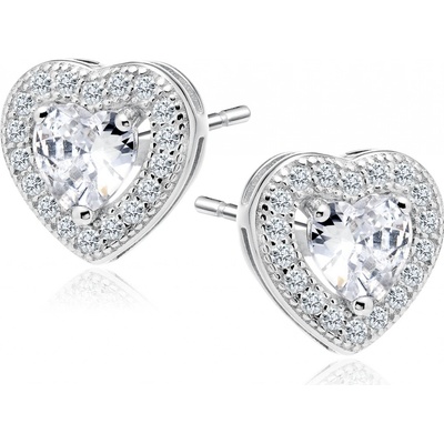 Lunica stříbrné náušnice BÍLÉ SRDCE 0037