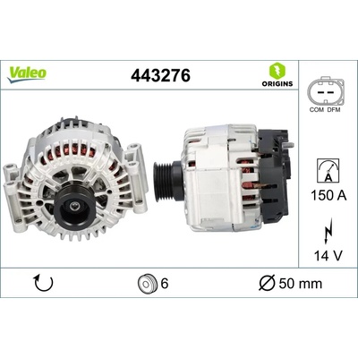 VALEO Alternátor VALEO ORIGINS NEW OE TECHNOLOGY VA 443276