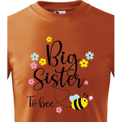 Bezvatriko.cz dětské tričko s potiskem Big sister to bee oranžová