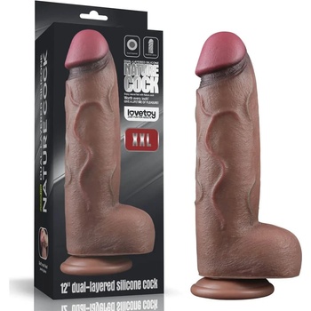 Дилдо с тестиси от двуслоен силикон, 31см. - Dual Layered Dildo XXL (LVTOY00638)