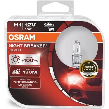 OSRAM Автомобилна крушка Osram OSR64150NBS, 55W, 1550lm, H1, P14.5s, халогенна, 2 броя в опаковка (OSR64150NBS)
