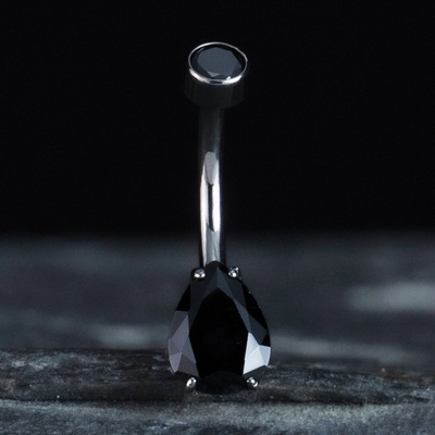 CryptoEshop Titanový piercing do pupíku Blackie s černým zirkonem 1,6 mm 10 mm CBJ-0855_1410-BK