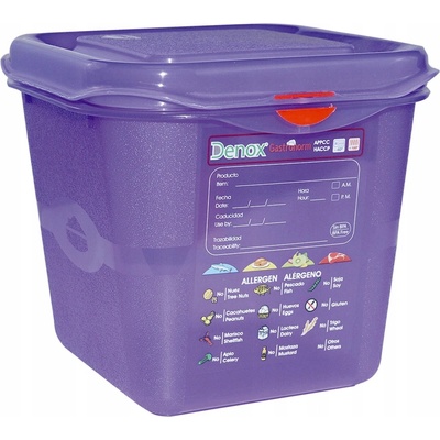 Denox gastronádoba GN1/6 s víkem GASTRONOX ALLERGEN, 150 mm, PP, objem 2,6