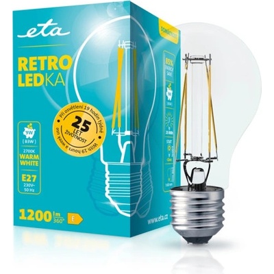 ETA RETRO LEDka klasik filament 9W, E27, teplá biela