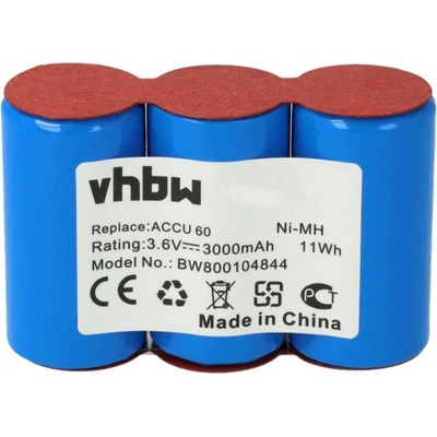 VHBW Батерия за Gardena Accu60, Ni-MH, 3.6 V, 3.0 Ah (800104844)
