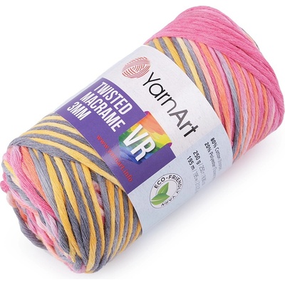 Pletací příze Twisted Macrame 250 g rozčesávací, střední, 2 (913) růžová