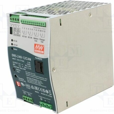 MEAN WELL DRS-240-12CAN Napájecí zdroj: vyrovnávací; na lištu DIN; 240W; 12VDC; 20A; OUT: 1