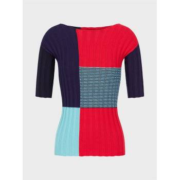 Giorgio Armani Блуза Emporio Armani Geometric Sweater in Ribbed Knit - Red