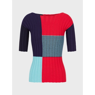 Giorgio Armani Блуза Emporio Armani Geometric Sweater in Ribbed Knit - Red