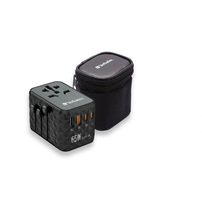 Verbatim Адаптер Verbatim UTA-05 GaN III Universal Travel Adapter with 2 x USB-C PD 65W & QC 4+ / 2 x USB-A (0023942321200)