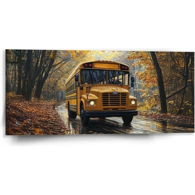 Sablio Obraz Žlutý školní autobus - 110x50 cm