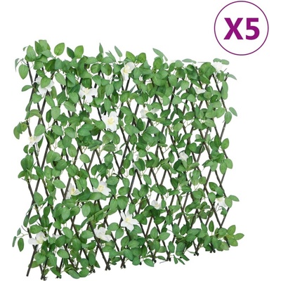 vidaXL Treláže s umělým břečťanem roztahovací zelené 5 ks 186 x 30 cm