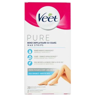 Veet Pure Cold Resin Strips за чувствителна кожа 20бр (5997321774527)