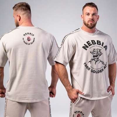 Nebbia Washed oversized tričko Golden age 790 světle šedé