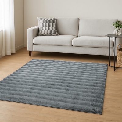 Takoy Koberec s imitácou kožušiny 120x170 3D vzor tmavo šedý-HT-00445 | 120 x 170 cm