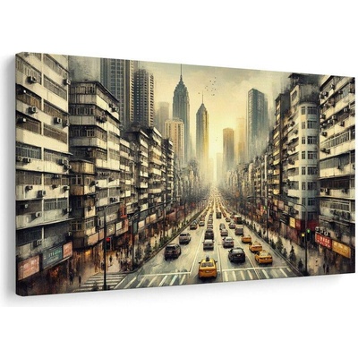 Obraz městská ulice při západu - 90x60