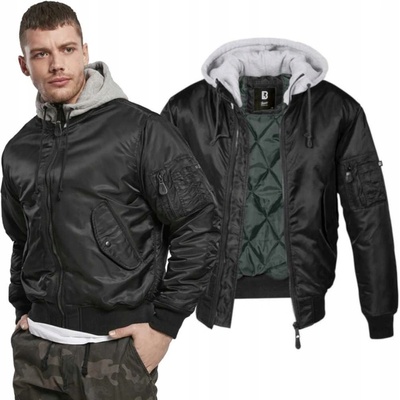 Brandit MA1 hooded bomber bunda čierna-sivá